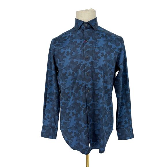 Robert Graham Button Front Long Sleeve Shirt COLBY Camouflage Pixel Print M - Picture 1 of 7